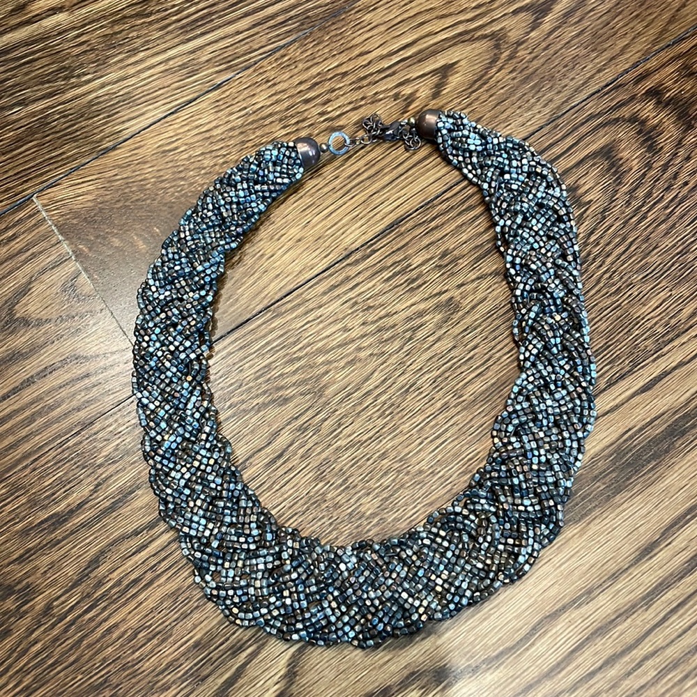 Mixed metal braided necklace